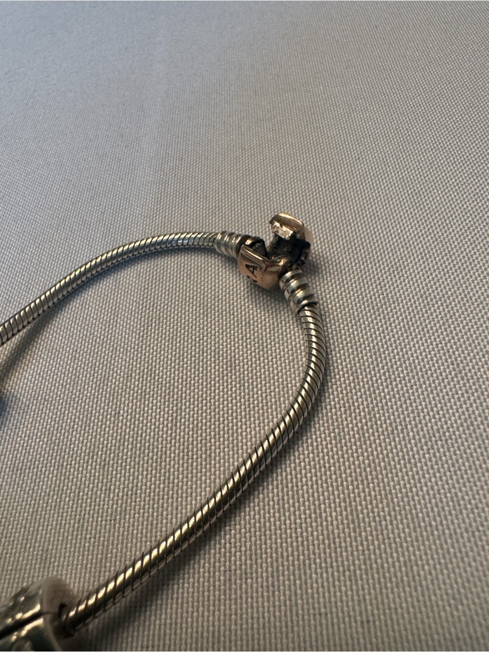 Pandora Two-Tone Snake Chain Bracelet with Rose Gold Heart Accent - Picture 5 of 6